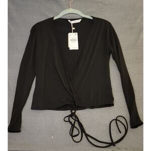 MNG by Mango Women's Wrap‎ Tie Blouse Camiseta Sz Small NWT Recycled Polyester